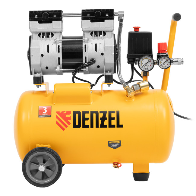 Компрессор DLS950/24 безмаслянный малошумный 950 Вт, 165 л/мин, ресивер 24 л Denzel в Новосибирске