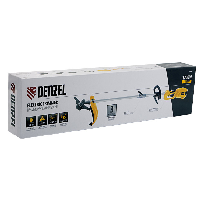 Триммер электрический TE-1220, 1200 Вт, 380 мм, катушка, диск, разборная штанга Denzel в Новосибирске Триммер электрический TE-1220, 1200 Вт, 380 мм, катушка, диск, разборная штанга Denzel в Новосибирске