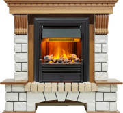 Каминокомплект Pierre Luxe - Дуб / Белый (Высота 1020мм) с очагом Brookline Black Каминокомплект Pierre Luxe - Дуб / Белый (Высота 1020мм) с очагом Brookline Black