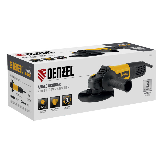 Машина шлифовальная угловая AG125-1500, 1500 Вт, 125 мм, 3000-11000 об/мин Denzel в Новосибирске