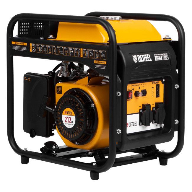 Генератор инверторный GT-3500iF, 3.5 кВт, 230 В, бак 5 л, открытый корпус, ручной старт Denzel в Новосибирске