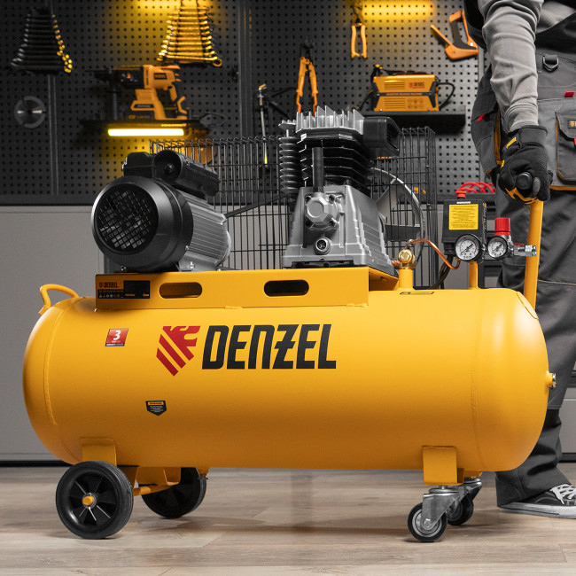 Компрессор воздушный BCI2300/100, ременный привод, 2.3 кВт, 100 литров, 400 л/мин Denzel в Новосибирске
