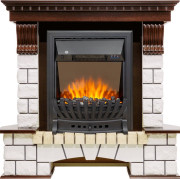 Каминокомплект Pierre Luxe - Темный дуб / Белый с очагом Aspen Black Каминокомплект Pierre Luxe - Темный дуб / Белый с очагом Aspen Black