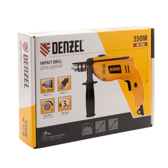 Дрель ударная ID-550, 550 Вт, 0-2900 об/мин, 46400 уд/мин Denzel в Новосибирске