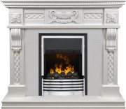 Каминокомплект Corsica - Матовый белый (Ширина 1100) с очагом Flagstaff