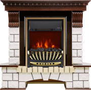 Каминокомплект Pierre Luxe - Темный дуб / Белый с очагом Aspen Gold Каминокомплект Pierre Luxe - Темный дуб / Белый с очагом Aspen Gold