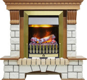 Каминокомплект Pierre Luxe - Дуб / Белый (Высота 1020мм) с очагом Danville Antique Brass FB2 Каминокомплект Pierre Luxe - Дуб / Белый (Высота 1020мм) с очагом Danville Antique Brass FB2