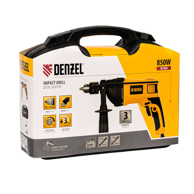 Дрель ударная ID-850, 850 Вт, 0-3000 об/мин, 48000 уд/мин Denzel в Новосибирске