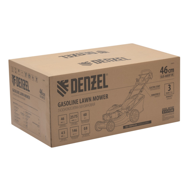 Газонокосилка бензиновая GLD-460SP-VE, 146 см3, шир. 46см, привод, вариатор, эл.старт, 60 л Denzel в Новосибирске