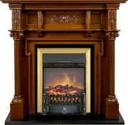 Каминокомплект Oxford - Орех с очагом Fobos FX M Brass