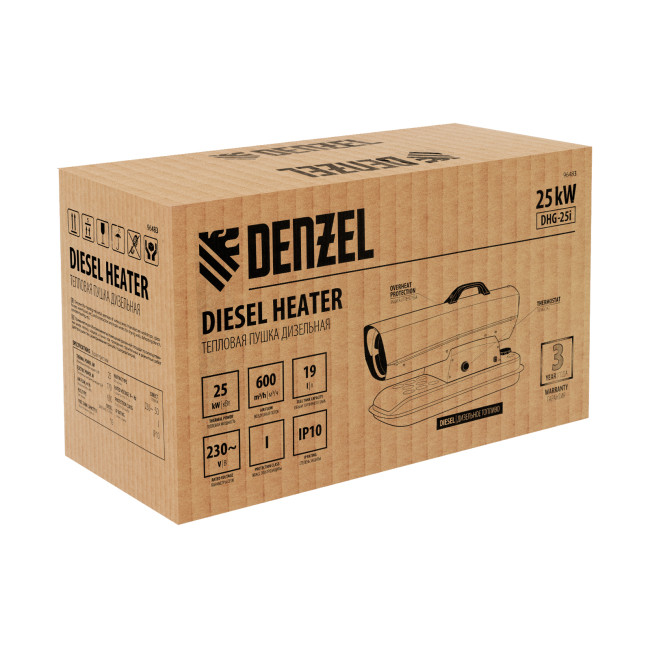 Дизельная тепловая пушка DHG-25i, 25 кВт, 600 м3/ч, прямой нагрев, термостат Denzel в Новосибирске