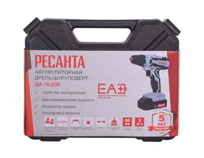Дрель-шуруповерт аккумуляторная ДА-18-2ЛК Ресанта в Новосибирске