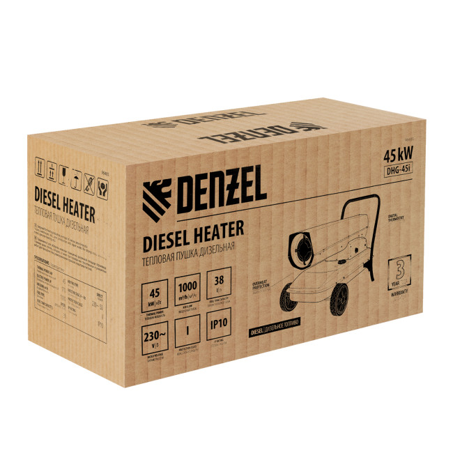 Дизельная тепловая пушка DHG-45i, 45 кВт, 1000 м3/ч, прямой нагрев, электронный термостат Denzel в Новосибирске