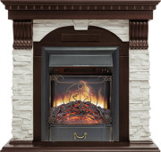 Каминокомплект Dublin - Темный дуб / Сланец белый с очагом Majestic FX Black Каминокомплект Dublin - Темный дуб / Сланец белый с очагом Majestic FX Black