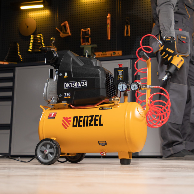 Компрессор воздушный DK1500/24, Х-PRO 1.5 кВт, 230 л/мин, 24 л Denzel в Новосибирске