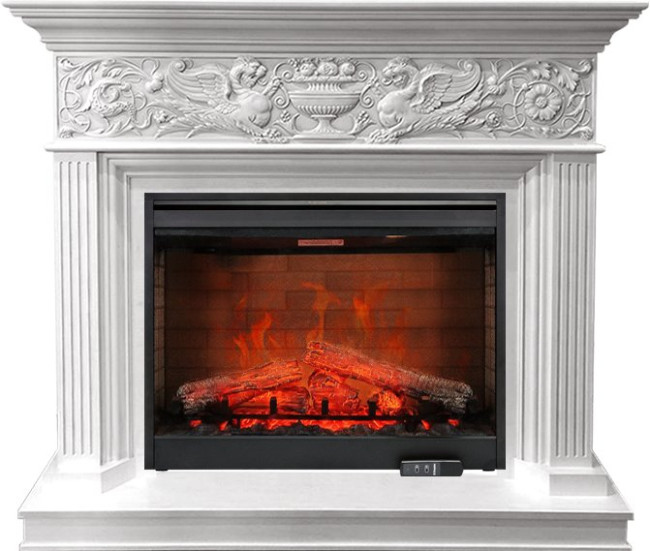 Каминокомплект Palace - Белый с серебром с очагом Symphony 30'' DF3020-EU в Новосибирске