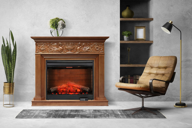 Каминокомплект Palace - Белый с серебром с очагом Symphony 30'' DF3020-EU в Новосибирске