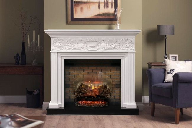 Каминокомплект Palace - Белый с серебром с очагом Symphony 30'' DF3020-EU в Новосибирске