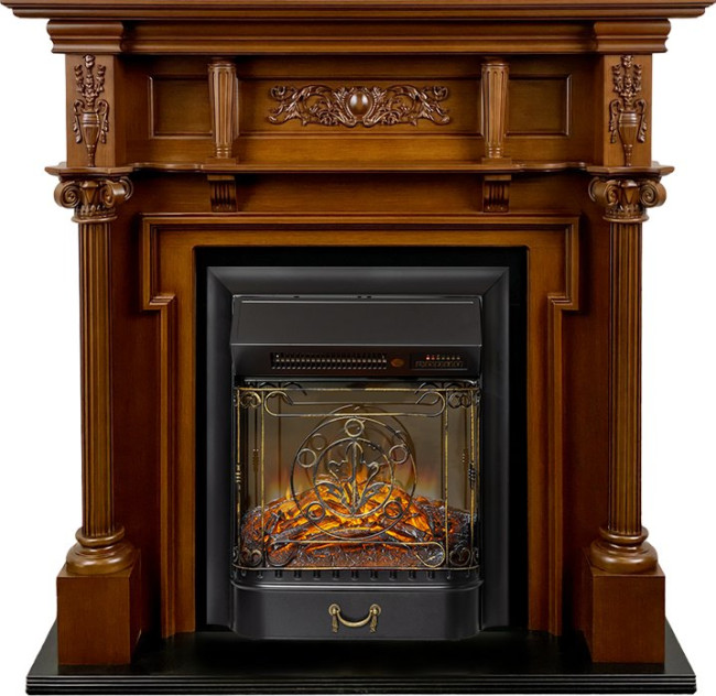 Каминокомплект Oxford - Орех с очагом Majestic FX M Black RC в Новосибирске