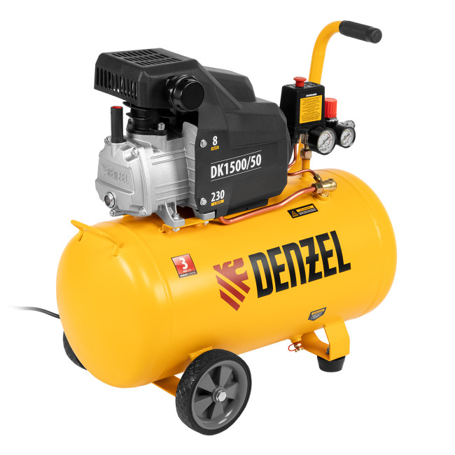 Компрессор воздушный DK1500/50, Х-PRO 1.5 кВт, 230 л/мин, 50 л Denzel в Новосибирске