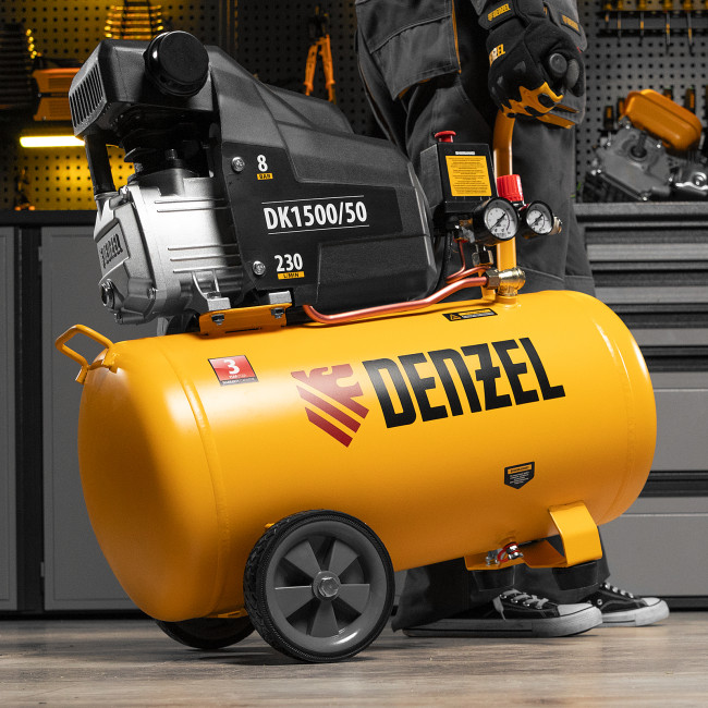 Компрессор воздушный DK1500/50, Х-PRO 1.5 кВт, 230 л/мин, 50 л Denzel в Новосибирске
