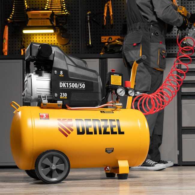 Компрессор воздушный DK1500/50, Х-PRO 1.5 кВт, 230 л/мин, 50 л Denzel в Новосибирске