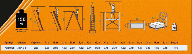 Лестница - помост алюминиевая ВИХРЬ ЛПА 3-У в Новосибирске Лестница - помост алюминиевая ВИХРЬ ЛПА 3-У в Новосибирске