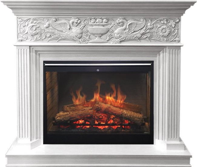 Каминокомплект Palace - Белый с серебром с очагом Symphony 30'' DF3020-INT в Новосибирске