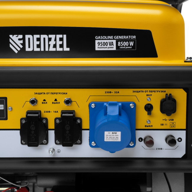 Генератор бензиновый PS-95EA-PRO, 9,5 кВт, 230 В, 40 л, разъём ATS, эл.старт Denzel в Новосибирске