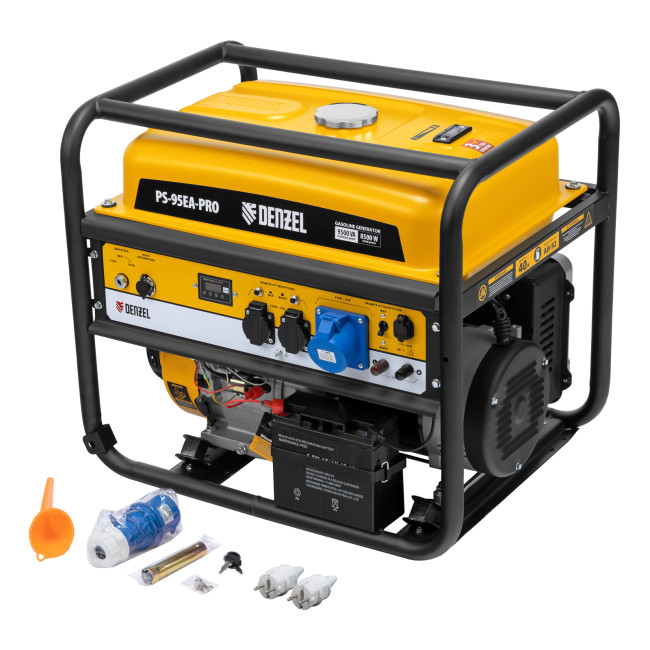Генератор бензиновый PS-95EA-PRO, 9,5 кВт, 230 В, 40 л, разъём ATS, эл.старт Denzel в Новосибирске