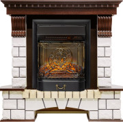 Каминокомплект Pierre Luxe - Темный дуб / Белый с очагом Majestic FX M Black RC