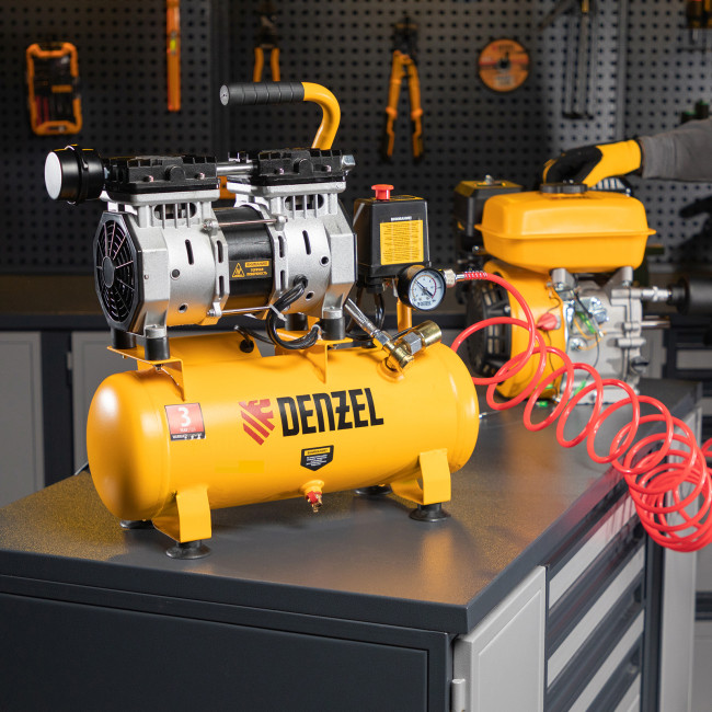 Компрессор DLS650/10 безмаслянный малошумный 650 Вт, 120 л/мин, ресивер 10 л Denzel в Новосибирске