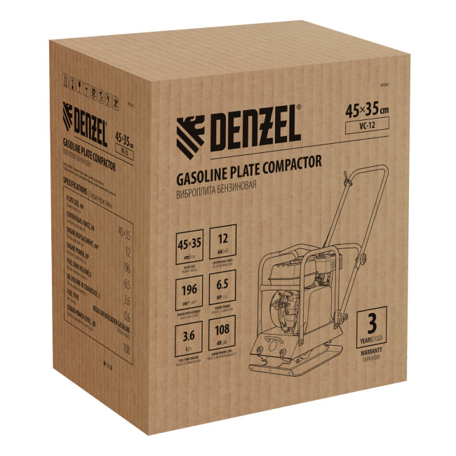 Виброплита бензиновая VC-12, 12 кН, 45*35 см, 196 см3 Denzel в Новосибирске Виброплита бензиновая VC-12, 12 кН, 45*35 см, 196 см3 Denzel в Новосибирске