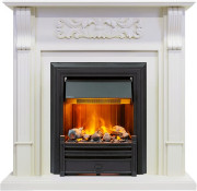 Каминокомплект Venice - Фактурный белый с очагом Brookline Black Каминокомплект Venice - Фактурный белый с очагом Brookline Black