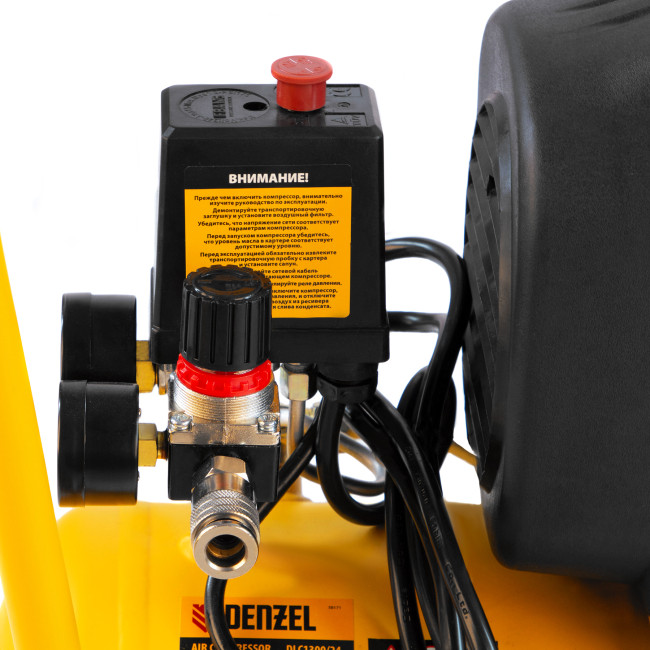 Компрессор воздушный DLC1300/24 безмасляный 1.3 кВт, 24 литра, 206 л/мин Denzel в Новосибирске