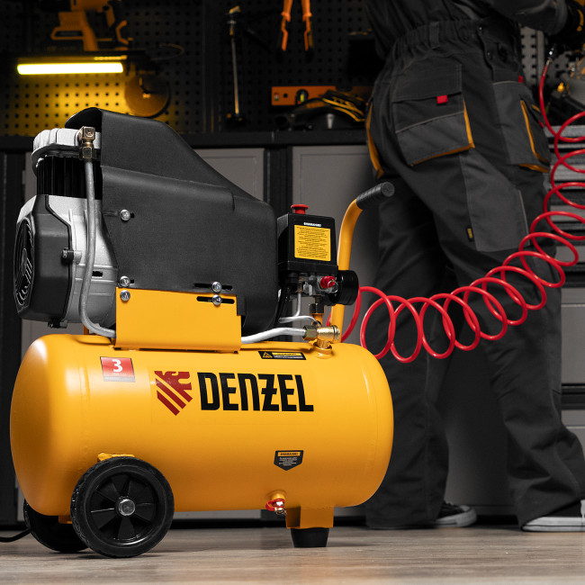 Компрессор воздушный DLC1300/24 безмасляный 1.3 кВт, 24 литра, 206 л/мин Denzel в Новосибирске