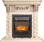 Каминокомплект Luxemburg (каменный) - Сланец/Cлоновая кость с патиной с очагом Aspen Black Каминокомплект Luxemburg (каменный) - Сланец/Cлоновая кость с патиной с очагом Aspen Black