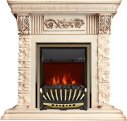 Каминокомплект Luxemburg (каменный) - Сланец/Cлоновая кость с патиной с очагом Aspen Gold Каминокомплект Luxemburg (каменный) - Сланец/Cлоновая кость с патиной с очагом Aspen Gold