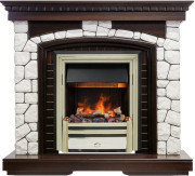 Каминокомплект Glasgow - Темный дуб / Белый с очагом Cavendish