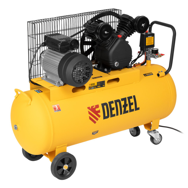 Компрессор воздушный BCV2200/100, ременный привод, 2.2 кВт, 100 литров, 370 л/мин Denzel в Новосибирске