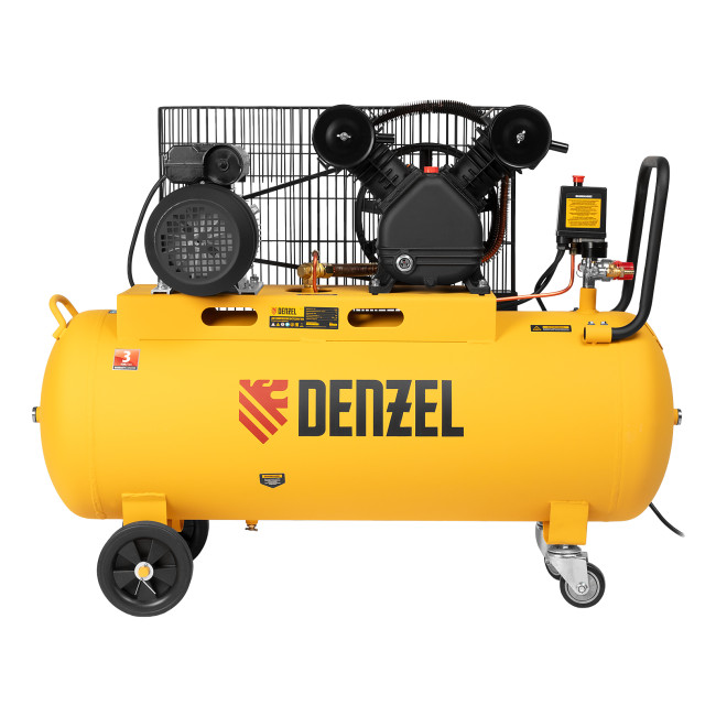 Компрессор воздушный BCV2200/100, ременный привод, 2.2 кВт, 100 литров, 370 л/мин Denzel в Новосибирске