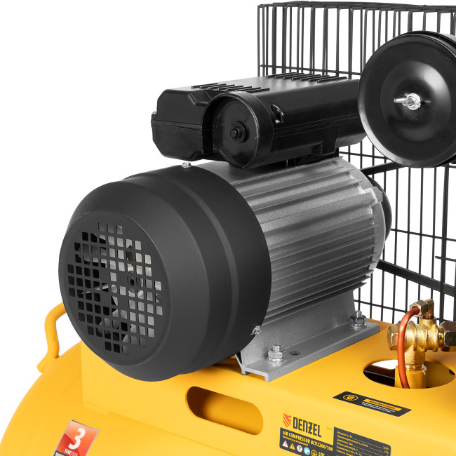 Компрессор воздушный BCV2200/100, ременный привод, 2.2 кВт, 100 литров, 370 л/мин Denzel в Новосибирске