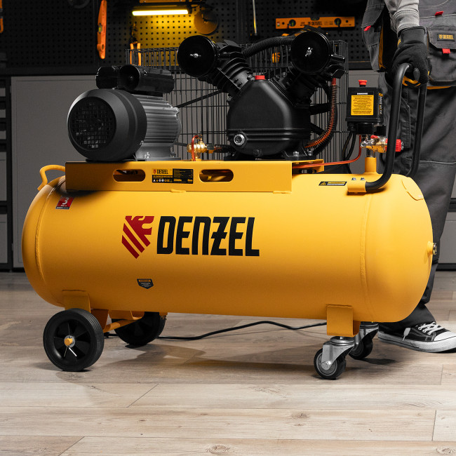 Компрессор воздушный BCV2200/100, ременный привод, 2.2 кВт, 100 литров, 370 л/мин Denzel в Новосибирске