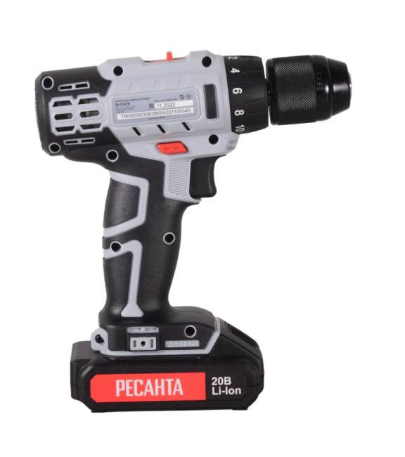 Дрель-шуруповерт аккумуляторная Ресанта ДА-20-2ЛК (2,0 А/ч) в Новосибирске
