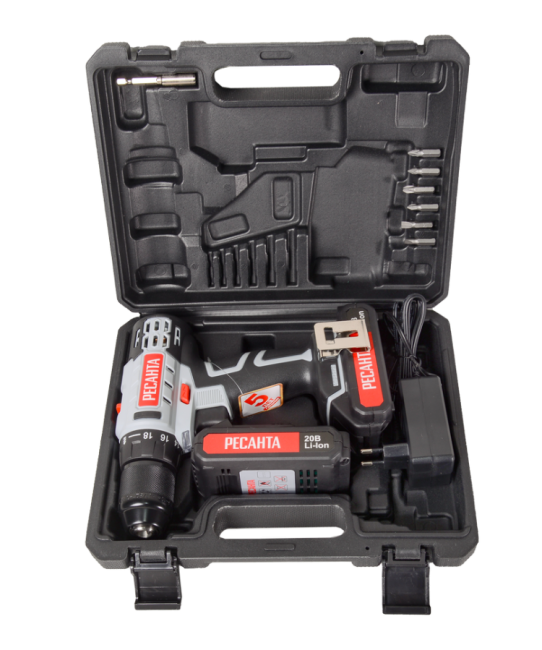 Дрель-шуруповерт аккумуляторная Ресанта ДА-20-2ЛК (2,0 А/ч) в Новосибирске