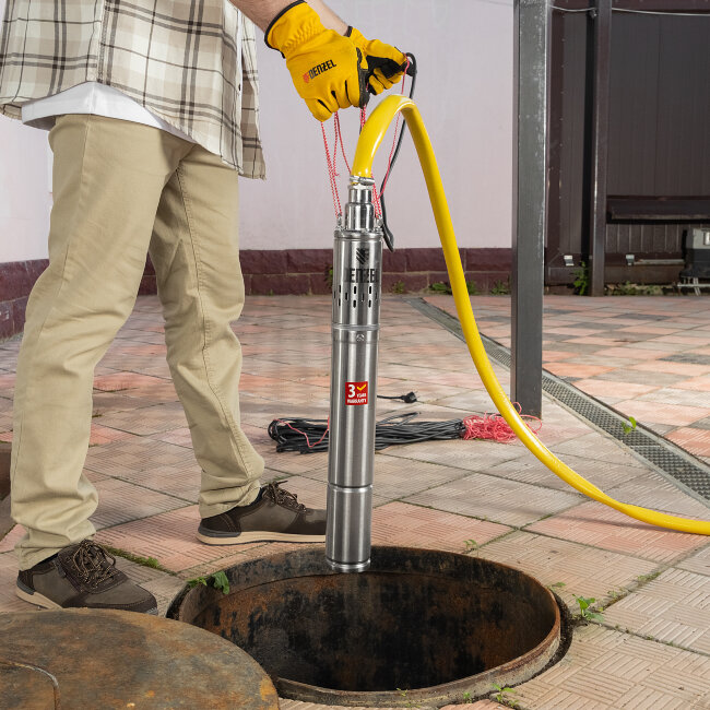 Скважинный насос DWS-3-75, винтовой, диаметр 3", 500 Вт, 1600 л/ч, напор 75 м Denzel в Новосибирске