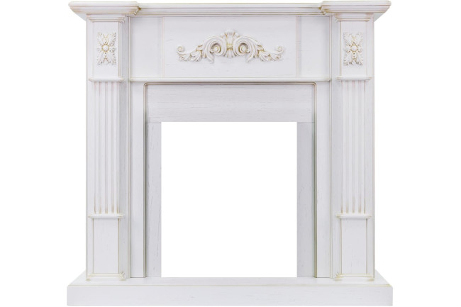 Каминокомплект Martin - Белый дуб, патина золото с очагом Danville Black FB2 в Новосибирске