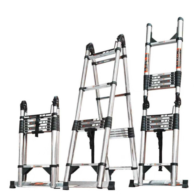 Лестница телескопическая трансформер нержавеющая сталь 2,5/5,0 м TM-5050CC в Новосибирске Лестница телескопическая трансформер нержавеющая сталь 2,5/5,0 м TM-5050CC в Новосибирске