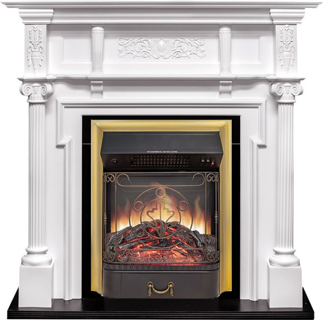 Каминокомплект Oxford - Белый с очагом Majestic FX M Brass в Новосибирске