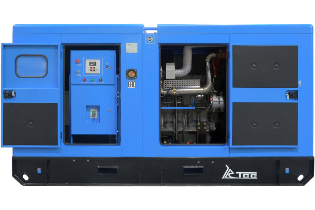 Дизельный генератор ТСС ЭД-150-Т400 в шумозащитном кожухе на прицепе в Новосибирске